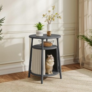 Decksplore Hearth & Harlow Multi-Functional Side Table Cat Hideaway, 2-Tier Round End Table for Indoor/Outdoor - 1 of 4