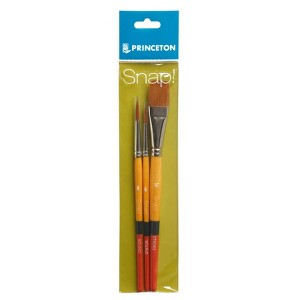 Princeton Snap! Brush Set No. 2, Synthetic Bristles, Short Handle Mixed Media Paintbrush, Multicolor, 3 Pieces - 1 of 1