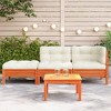 vidaXL 2-Seater Outdoor Wooden Patio Sofa w/Cushions & Footstool - Modular Design, Pine Wood, Cream Cushions - 3 of 4