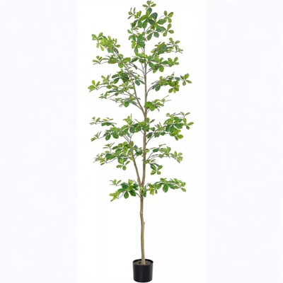 5.9/6.88FT Artificial Schefflera Tree Indoor With Natural Trunk And Realistic Leaves For Home Office Living Room Bedroom Foyer Porch Decor