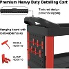 3 Tier Car Detailing Cart with Wheels, Car Wash Detail Trolley with Side Hanging Plate & Hooks（Black） - 4 of 4