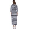 Womens Hoodie Sweat Dress 3/4 Sleeve Slim Fit Hooded Maxi Dress Stripe Summer Dress Soft Lounge Dress - 2 of 2