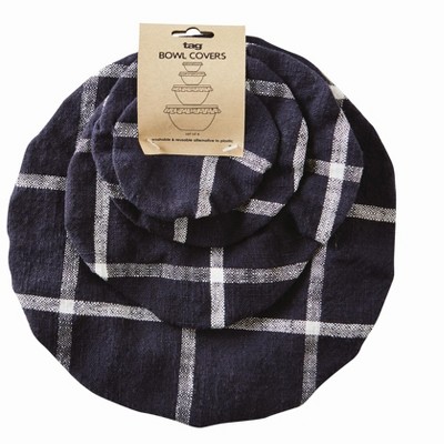 tagltd CLASSIC CHECK BOWL COVER Set of 4 BLACK