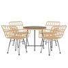 vidaXL Bistro Set Outdoor Patio Balcony Table and Chairs Rattan Look 5 Piece - Brown - 3 of 4