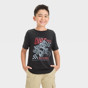 Boys' Short Sleeve Motocross Graphic T-Shirt - Cat & Jack™ Black - 1 of 4