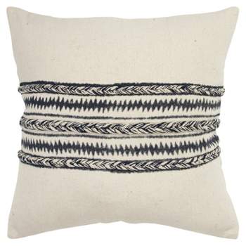 20"x20" Oversize Panel and Striped Polyester Filled Square Throw Pillow Charcoal - Donny Osmond Home