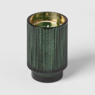 Ribbed Mercury Glass Forest Fir Footed Jar Candle Green 10oz - Threshold™