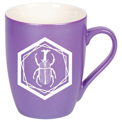 Elanze Designs 10 Ounce Ceramic Decorative Laser Engraved Geometric Design Giftable Novelty Tea Coffee Cup Mug Passion Purple Male Rhinoceros Beetle