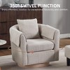 COMHOMA Swivel Accent Chair with Ottoman, Chenille Barrel Armchair Set, Removable Back Pillow & Armrest Covers - 3 of 4