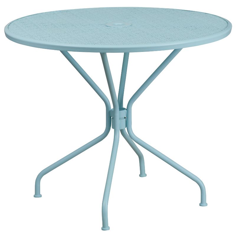 Emma and Oliver Commercial Grade 35.25" RD Indoor-Outdoor Steel Patio Table - Umbrella Hole, 1 of 3
