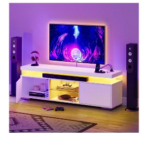 Modern TV Stand With Charging Station & LED Lights For 55/60/65 Inch TV Entertainment Center Media Console Living Room - 1 of 4