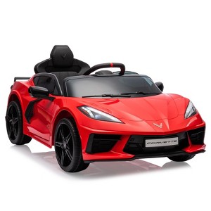 12V Kids Ride-On Sports Car – Licensed Corvette Electric Car Toy with Remote Control, Visual Dashboard, LED Lights & Music - 1 of 4