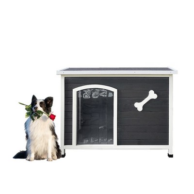 Large Wooden Dog House With Waterproof Protective Cover, Elevated Flooring Outdoor Windproof Dog Cage, Kennel
