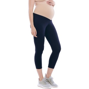 Women's Essential Stretch Secret Fit Over the Belly Maternity Crop Leggings | Motherhood Maternity - 1 of 4