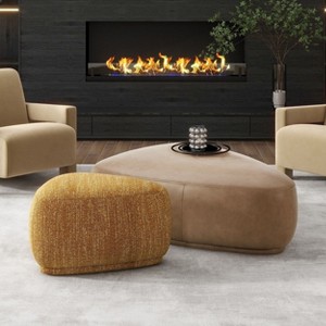 PAGED 18.5 Inch Boucle Fabric Ottoman, Modern Low Cushion Footrest Ottoman with High-density Foam for Living Room, Bedroom - 1 of 4