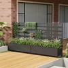 Wooakway Black Metal Planter Box with Trellis Raised Garden Bed with Arbor Privacy Screen with Wheels - 3 of 4