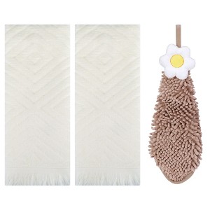 REGALWOVEN 3 Pcs Bathroom Soft and Absorbent Decorative Hand Towel - 1 of 4