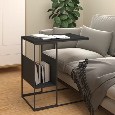 vidaXL Side Table Black 21.7 in.x14.2 in.x23.4 in. Engineered Wood