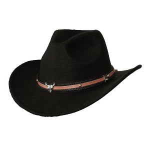 Underwraps Costumes Cowboy Hat with Bull Head Band Adult Costume Accessory|Black - 1 of 4