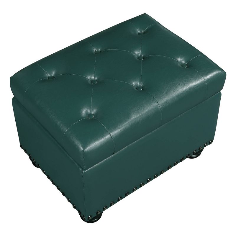 Breighton Home Designs4Comfort 5th Avenue Storage Ottoman Forest Green Faux Leather, 5 of 8