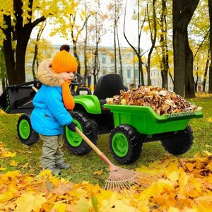 Ride on Toy Tractor, 12V Ride on Bulldozer with Detachable Trailer, Kids Electric Vehicles with Remote Control, Bucket, Horn, Lights, Music, Green - 1 of 4