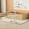 Whisen Twin Size Montessori Floor Platform Bed with Built-in Book Storage Rack on Headboard - 3 of 4