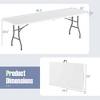 Costway 8 ft Portable Folding Table with HDPE Tabletop Safe Lock Mechanism Carrying Handle White/Gray/Black - 3 of 4