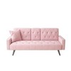 SKRAN 72" Velvet Futon Reclining Sofa Bed, Folding Loveseat With 2 Cup Holders , Adjustable Backrest for Small Space, Apartment, Dorm, Office,Pink - 2 of 4