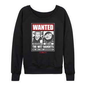 Women's - Home Alone - Wanted Wet Bandits-Women's French Terry Long Sleeve Shirt Lightweight French Terry Wide Neck Long Sleeve Shirt - 1 of 4