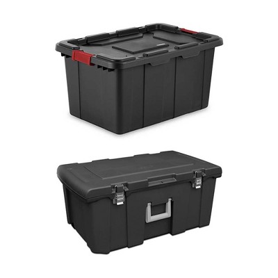 4 Sterilite 27-Gallon Industrial Tote + Sterilite 16-Gallon Lockable Footlocker