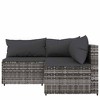 vidaXL 3 Piece Patio Lounge Set with Cushions Gray Poly Rattan - 3 of 4