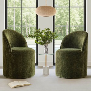 Armless Accent Chairs Set of 2 Chenille Upholstered Accent Chairs​ with Castors Rolling Accent Chair Living Room -Tanpinhause - 1 of 4
