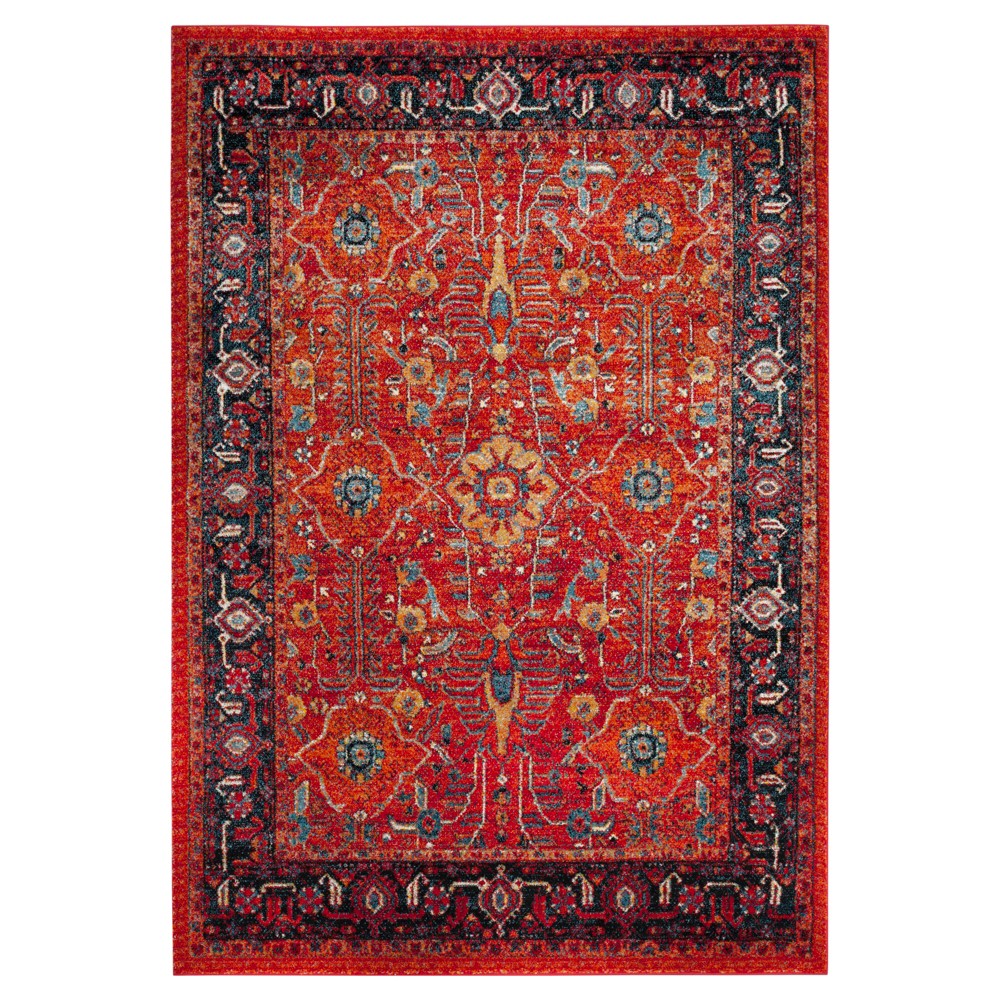 Orange/Navy Botanical Loomed Area Rug - (6'7inx9') - Safavieh