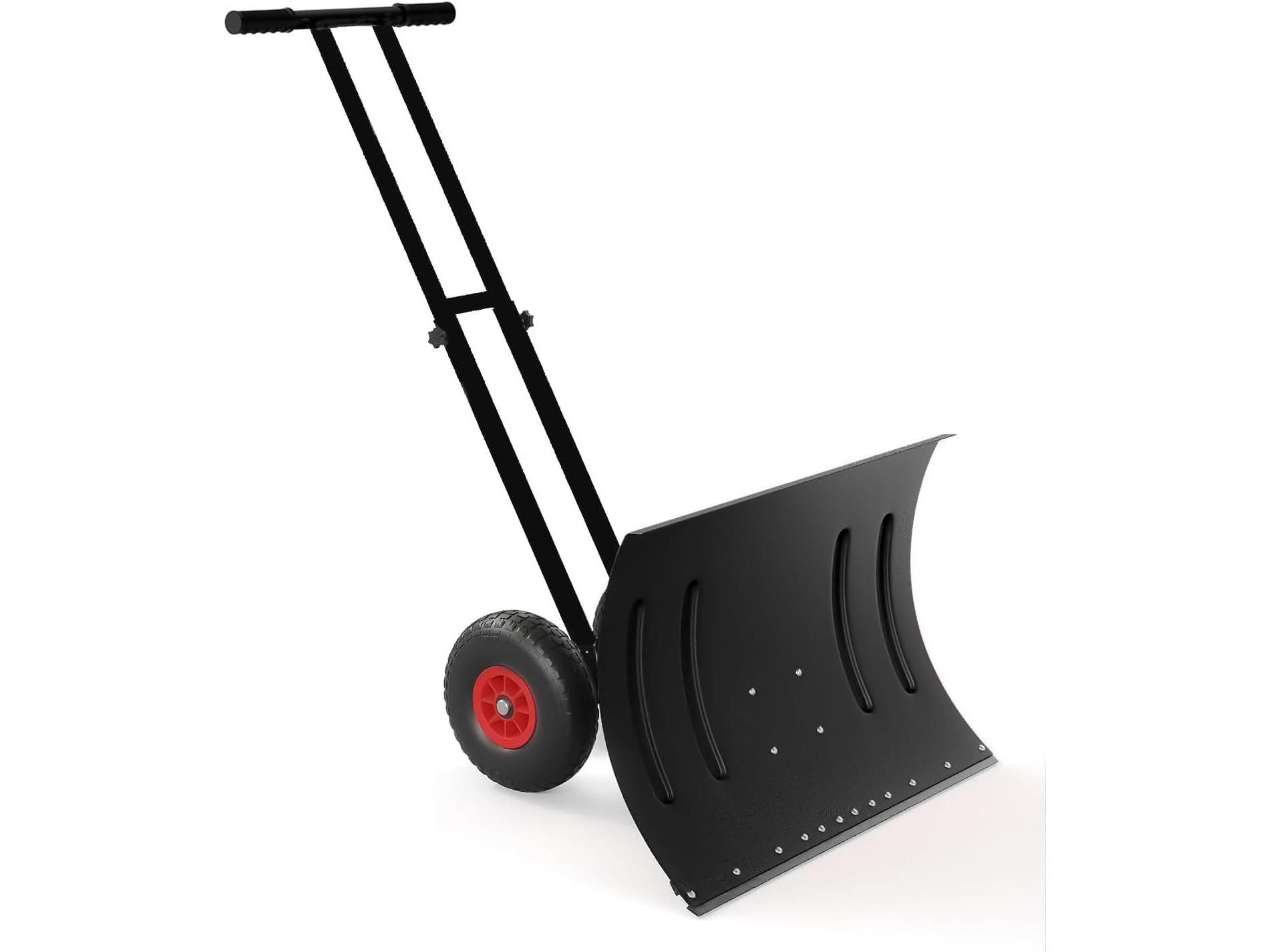 COZONY 30" Wheeled Snow Shovel, Heavy-Duty Carbon Steel Snow Pusher with 5-Position Adjustable Handle, Multi-Angle Blade & 10" Wheels for Driveway
