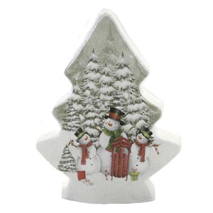Stony Creek 8.5 Inch Pine Trees Snowmen Pre-Lit Tree Christmas Snowman Novelty Sculpture Lights - 1 of 3