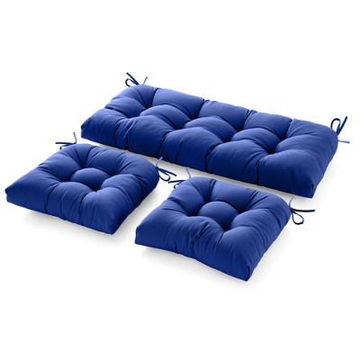 ARTPLAN 3 Pieces Outdoor Chair Cushions Clearance with Ties,44x19x5 Inches,1 Love seat &2 U-Shape Tufted Patio Bench Cushions for Outdoor Furniture