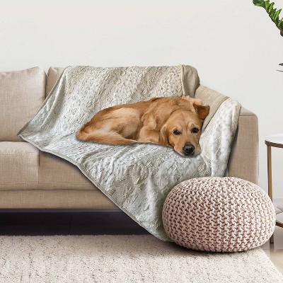 Cream Faux Fur Reversible Waterproof Pet Blanket 60" x 70"