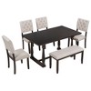 NicBex Dining Room Table Set for 6 Morden Dining Room Table with Wooden Tabletop, 4 Padded Chairs and 1 Bench for Kitchen - 4 of 4