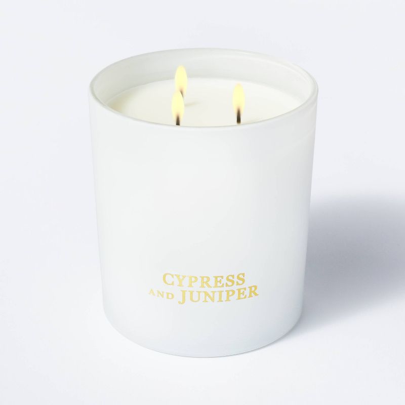 20oz Cypress &#38; Juniper Linen Gift Box 3-Wick Candle - Threshold&#8482; designed with Studio McGee, 4 of 9