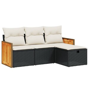 vidaXL Garden Sofa Set Black, Cream White - 1 of 4