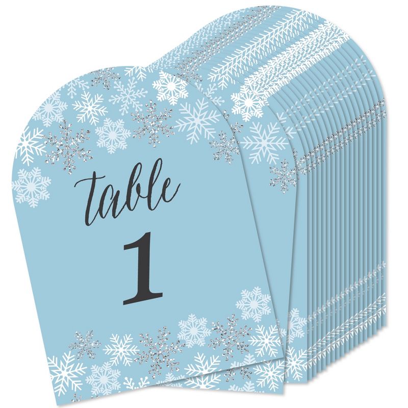 Big Dot of Happiness Winter Wonderland - Snowflake Holiday Party and Winter Wedding Double-Sided 5 x 7 inches Cards - Table Numbers - 1-20, 1 of 9