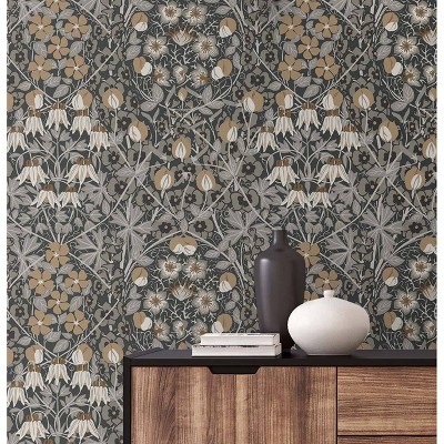Wrought Iron and Chamois Floral Peel and Stick Wallpaper