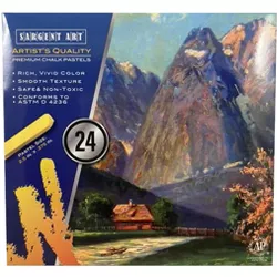 Sargent Art Square Chalk Pastel Set in Tray, 2-14/25 x 2/5 Inches, Assorted Colors, set of 24