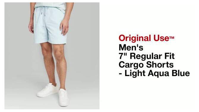 Men's 7" Regular Fit Cargo Shorts - Original Use™ Light Aqua Blue, 2 of 5, play video