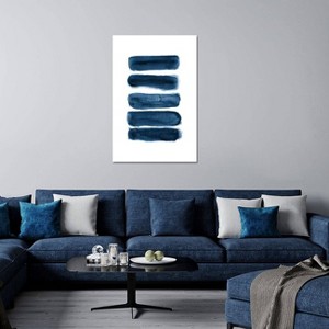 iCanvas Watercolor Brush Strokes Navy Blue by Nouveau Prints Canvas Print Wall Art - 1 of 3