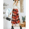 Women's Plaid Wool Midi Skirt - Fringed A-Line Wrap Style for Fall & Winter Orange - 2 of 4
