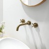 ChicFurnit Bathroom Sink Faucet Double Handle Wall Mount Design for Modern Lavatories, Gold, 14"*10"*3" - 2 of 4