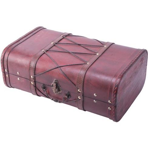 Vintiquewise Pirate Style Cherry Vintage Wooden Luggage with X Design - image 1 of 4