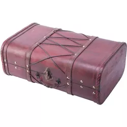 Vintiquewise Pirate Style Cherry Vintage Wooden Luggage with X Design