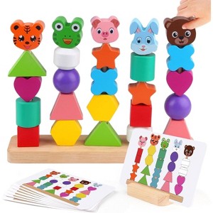 Animal Shape Sorting and Stacking Toy, Montessori Early Learning Set for Toddlers Ages 2-4 - 1 of 4